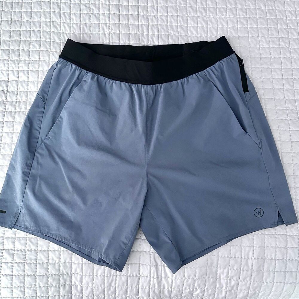 WHOOP 4.0 Any Wear Training Shorts Mens Large Storm Blue Gray Lined Running 6.5"